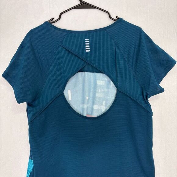 Under Armour Blue & Orange Patterned Short Sleeve Top Women's Size XL - Picture 9 of 14
